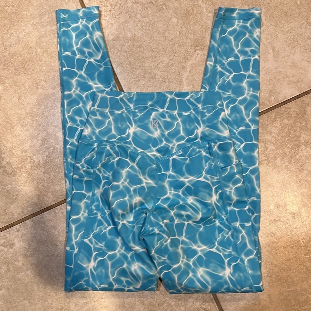 Buff Bunny Limitless Leggings Reflection Aqua Print XS Pockets Buffbunny - Picture 7 of 9